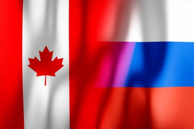 Kanada ve Rusya Bayrakları - 3D illüstrasyon