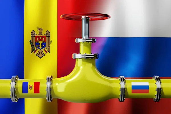 Gasledning Moldaviens Och Rysslands Flaggor Illustration — Stockfoto