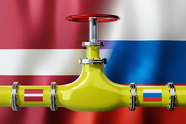 Газопровід Прапори Латвії Росії Ілюстрація — стокове фото