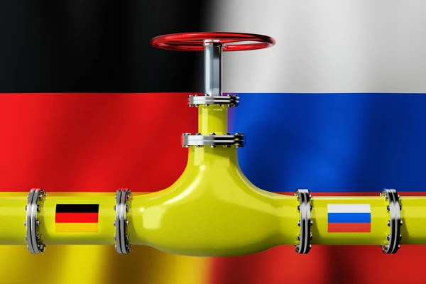 Gasoduto Bandeiras Alemanha Rússia Ilustração — Fotografia de Stock