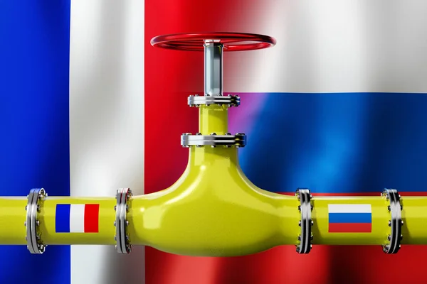 Gasledning Flaggor Frankrike Och Ryssland Illustration — Stockfoto