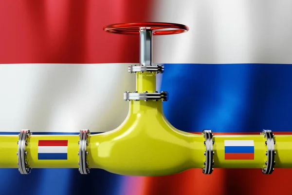 Газопровід Прапори Нідерландів Росії Ілюстрація — стокове фото