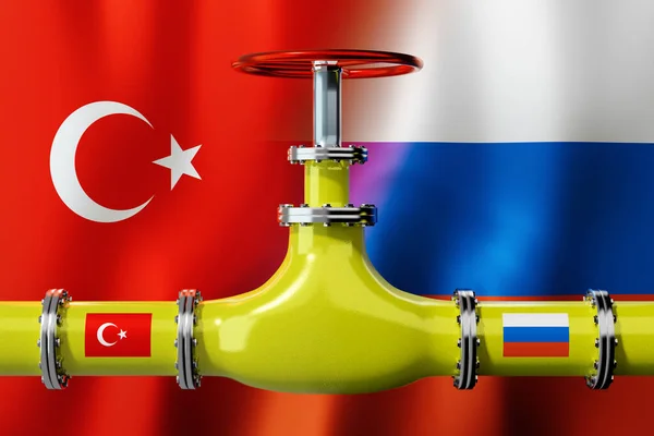 Gas Pipeline Flags Turkey Russia Illustration — Stock Photo, Image