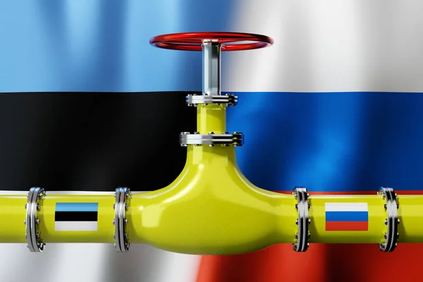 Gaspipeline Flaggen Estlands Und Russlands Illustration — Stockfoto