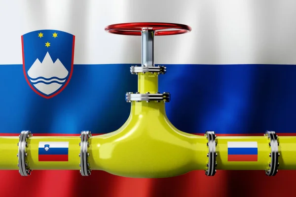 Gasledning Sloveniens Och Rysslands Flaggor Illustration — Stockfoto