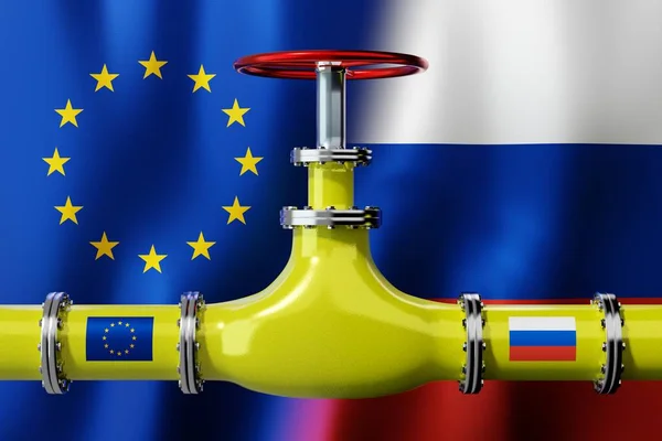 Gasoduto Bandeiras União Europeia Rússia Ilustração — Fotografia de Stock