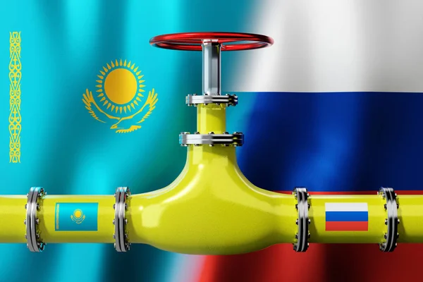 Газопровід Прапори Казахстану Росії Ілюстрація — стокове фото