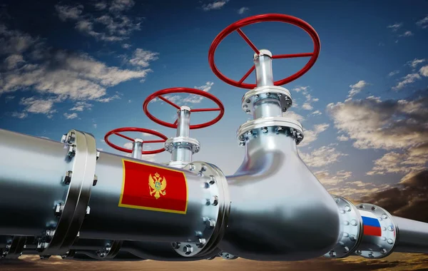 Газопровод Флаги Черногории России Иллюстрация — стоковое фото