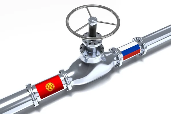 Αγωγός Αερίου Σημαίες Της Κιργιζίας Και Της Ρωσίας Απεικόνιση — Φωτογραφία Αρχείου