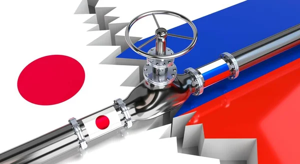 Gaspipeline Flaggen Japans Und Russlands Illustration — Stockfoto