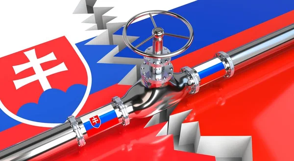 Gasoduto Bandeiras Eslováquia Rússia Ilustração — Fotografia de Stock