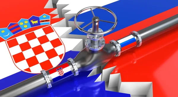 Gasoduto Bandeiras Croácia Rússia Ilustração — Fotografia de Stock