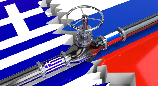 Gaspijpleiding Vlaggen Van Griekenland Rusland Illustratie — Stockfoto