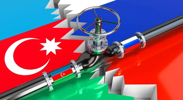 Gaspijpleiding Vlaggen Van Azerbeidzjan Rusland Illustratie — Stockfoto
