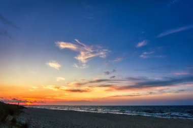 Gün batımında kıyı- Baltık Denizi, Polonya