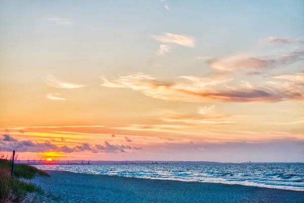 Rivage Coucher Soleil Mer Baltique Pologne — Photo