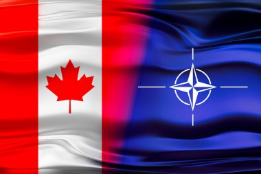 Kanada ve NATO bayrakları - 3D illüstrasyon