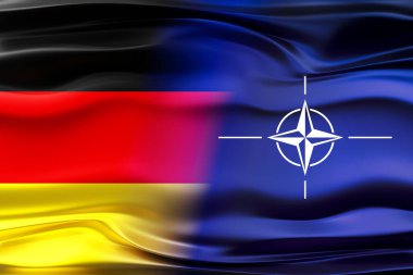 Almanya ve NATO bayrakları - 3D illüstrasyon