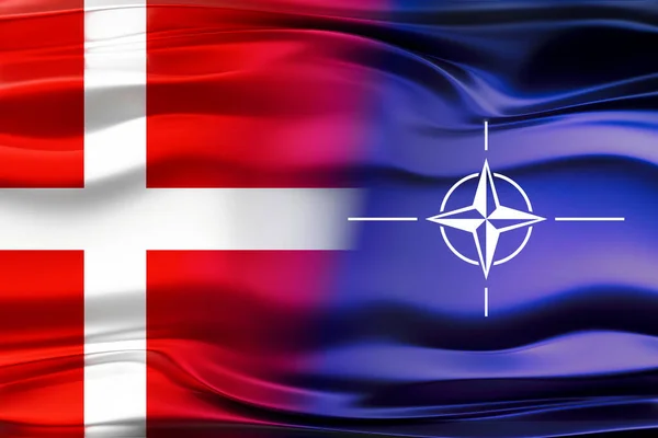 Danmarks Och Natos Flaggor Illustration — Stockfoto
