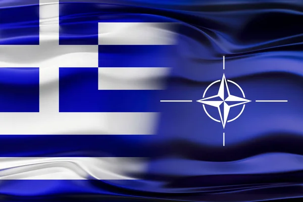 Flagi Grecji Nato Ilustracja — Zdjęcie stockowe