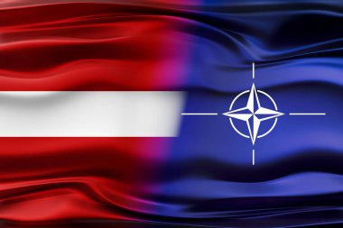Letonya ve NATO bayrakları - 3D illüstrasyon