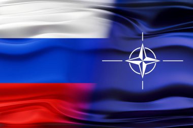 Rusya ve NATO bayrakları - 3D illüstrasyon