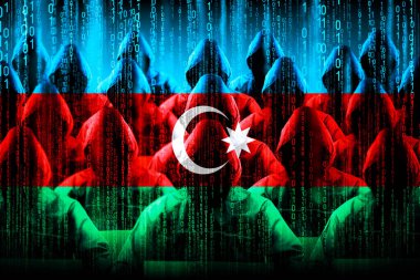 İsimsiz başlıklı hackerler, Azerbaycan bayrağı, ikili kod - siber saldırı konsepti
