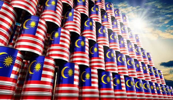 Oil Barrels Flag Malaysia Illustration — Stock Photo, Image