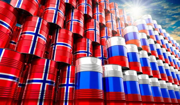 Sudy Ropy Vlajkami Ruska Norska Ilustrace — Stock fotografie