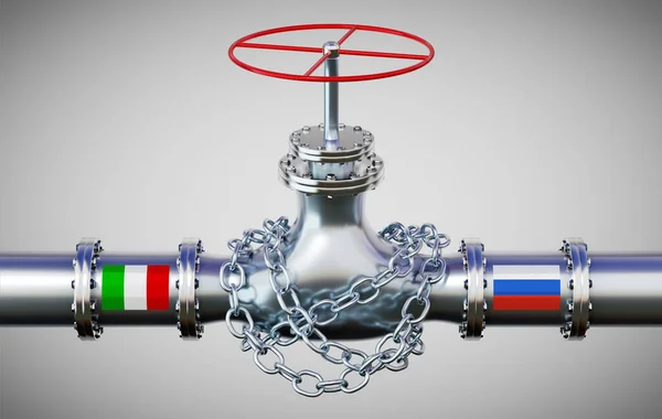 Plynovod Vlajkami Itálie Ruska Řetěz Ilustrace — Stock fotografie