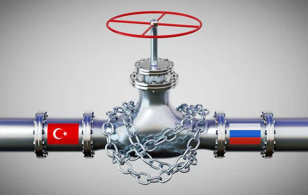 Газопровод Флагами Турции России Цепь Иллюстрация — стоковое фото