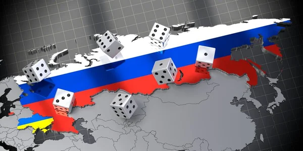 Ryssland Och Ukraina Karta Tärningar Illustration — Stockfoto