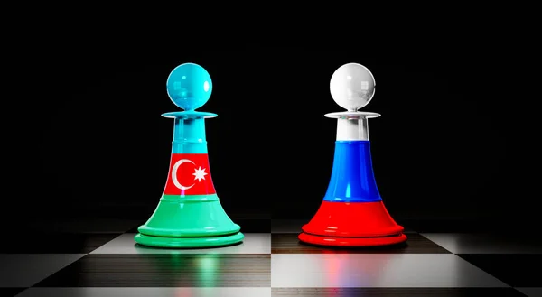 Azerbaijan Russia Relations Chess Pawns National Flags Illustration — Stock Photo, Image