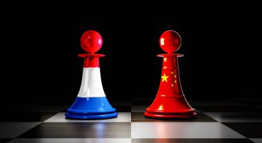 Netherlands and China relations, chess pawns with national flags - 3D illustration