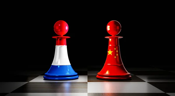 Netherlands China Relations Chess Pawns National Flags Illustration — Foto de Stock