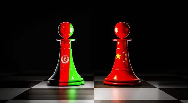 Afghanistan China Relations Chess Pawns National Flags Illustration —  Fotos de Stock