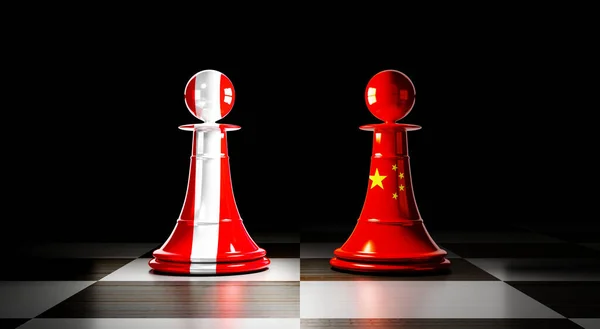 Austria China Relations Chess Pawns National Flags Illustration —  Fotos de Stock