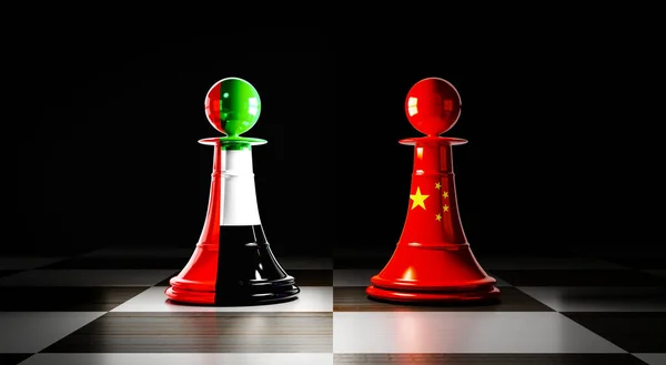 United Arab Emirates China Relations Chess Pawns National Flags Illustration —  Fotos de Stock