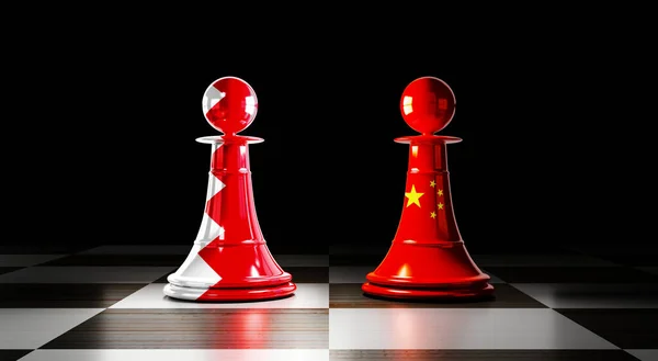 Bahrain China Relations Chess Pawns National Flags Illustration —  Fotos de Stock