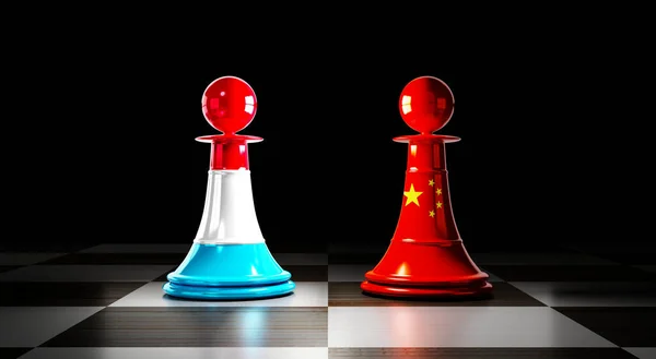 Luxembourg China Relations Chess Pawns National Flags Illustration — Foto de Stock