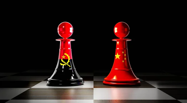Angola China Relations Chess Pawns National Flags Illustration —  Fotos de Stock