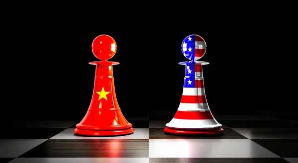 Vietnam Usa Relations Chess Pawns National Flags Illustration — 스톡 사진