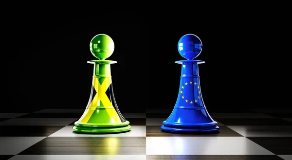 Jamaica European Union Relations Chess Pawns Flags Illustration — Stock Photo, Image