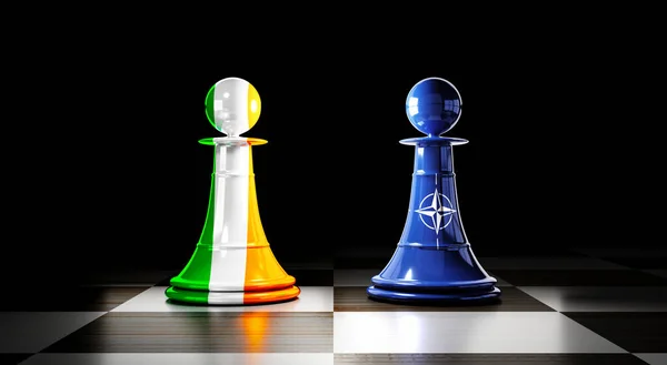 Ireland Nato Relations Chess Pawns Flags Illustration — ストック写真