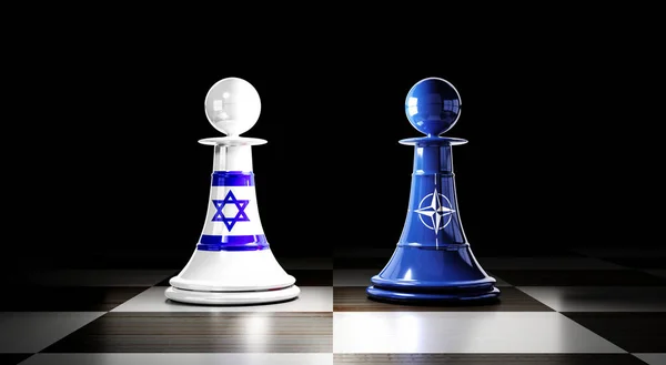 Israel Nato Relations Chess Pawns Flags Illustration — Zdjęcie stockowe