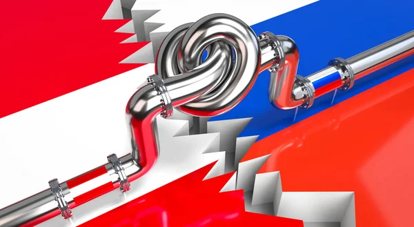 Fuel Gas Pipeline Knot Flags Austria Russia Illustration — стокове фото