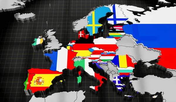 European Union countries and Russia - 3D illustration