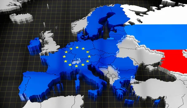 Map Flags European Union Russia Illustration — Foto de Stock