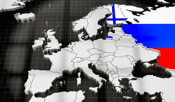 Map Europe Flags Finland Russia Illustration — стоковое фото