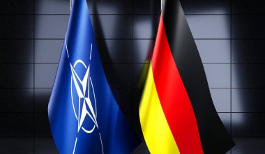 Almanya ve NATO bayrakları - 3D illüstrasyon